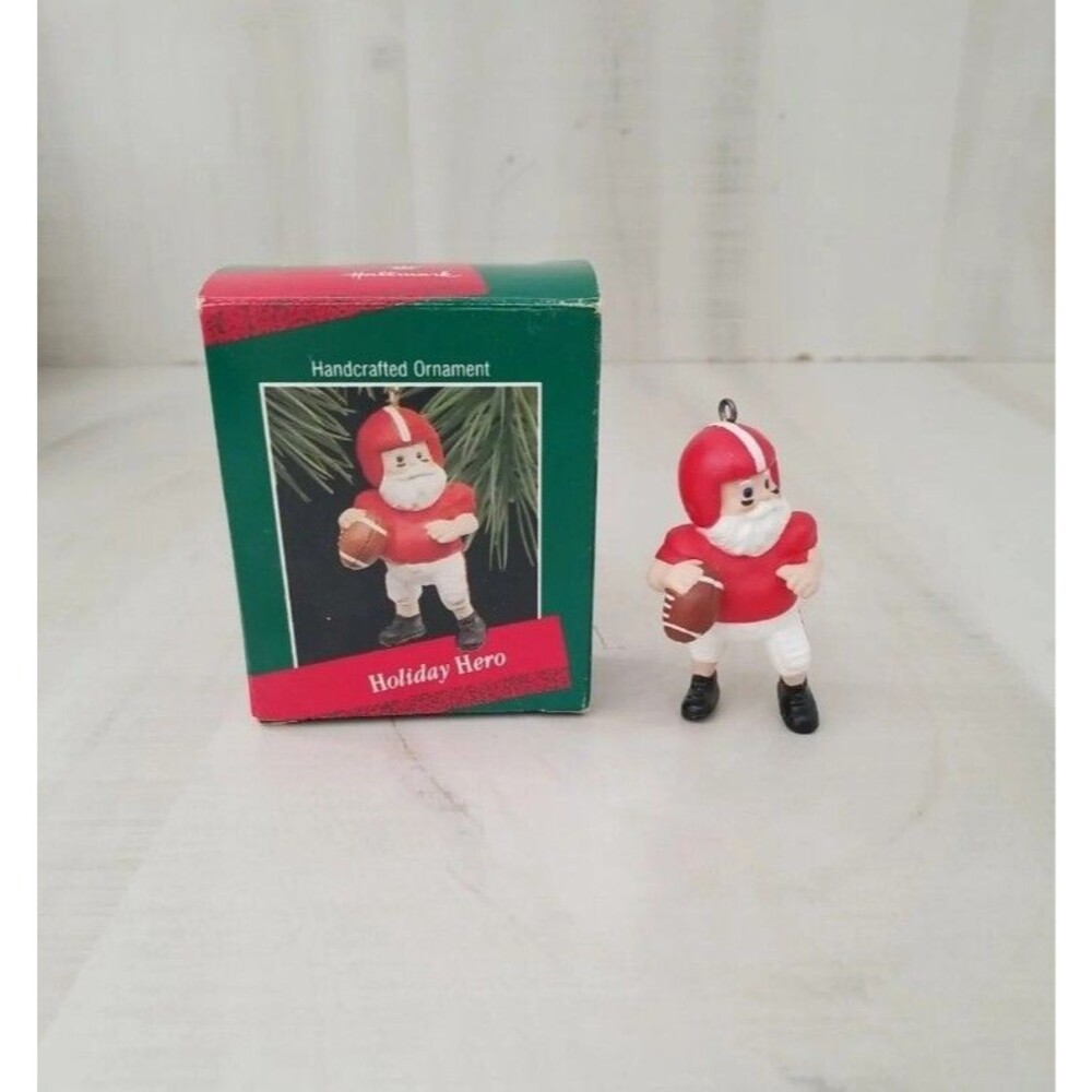 Hallmark Keepsake Ornament Holiday Hero 1988 Handcrafted Football Santa